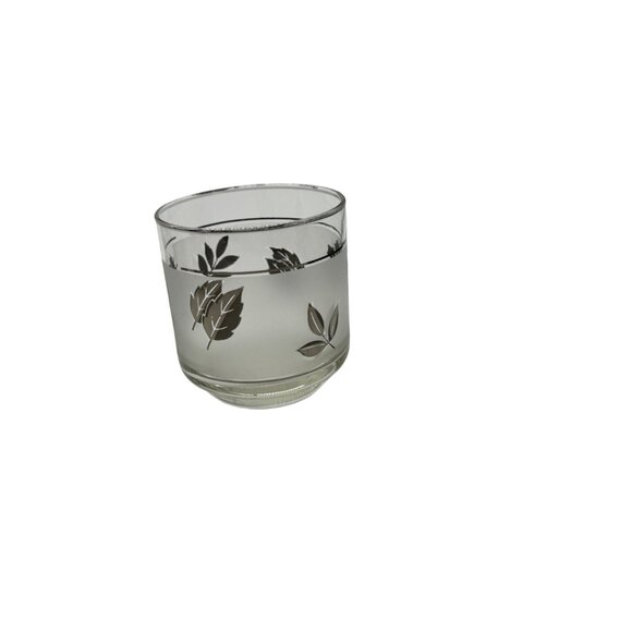 Vintage Libbey MCM Frosted Juice Glasses Set Of 6 Frosted Silver Leaf 3 1/4 tall - Picture 6 of 16